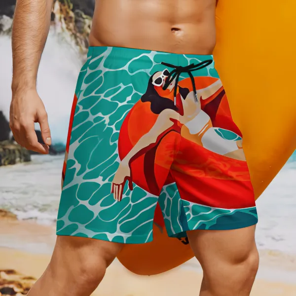 Beautiful Girl At Sea Sports Beach Shorts