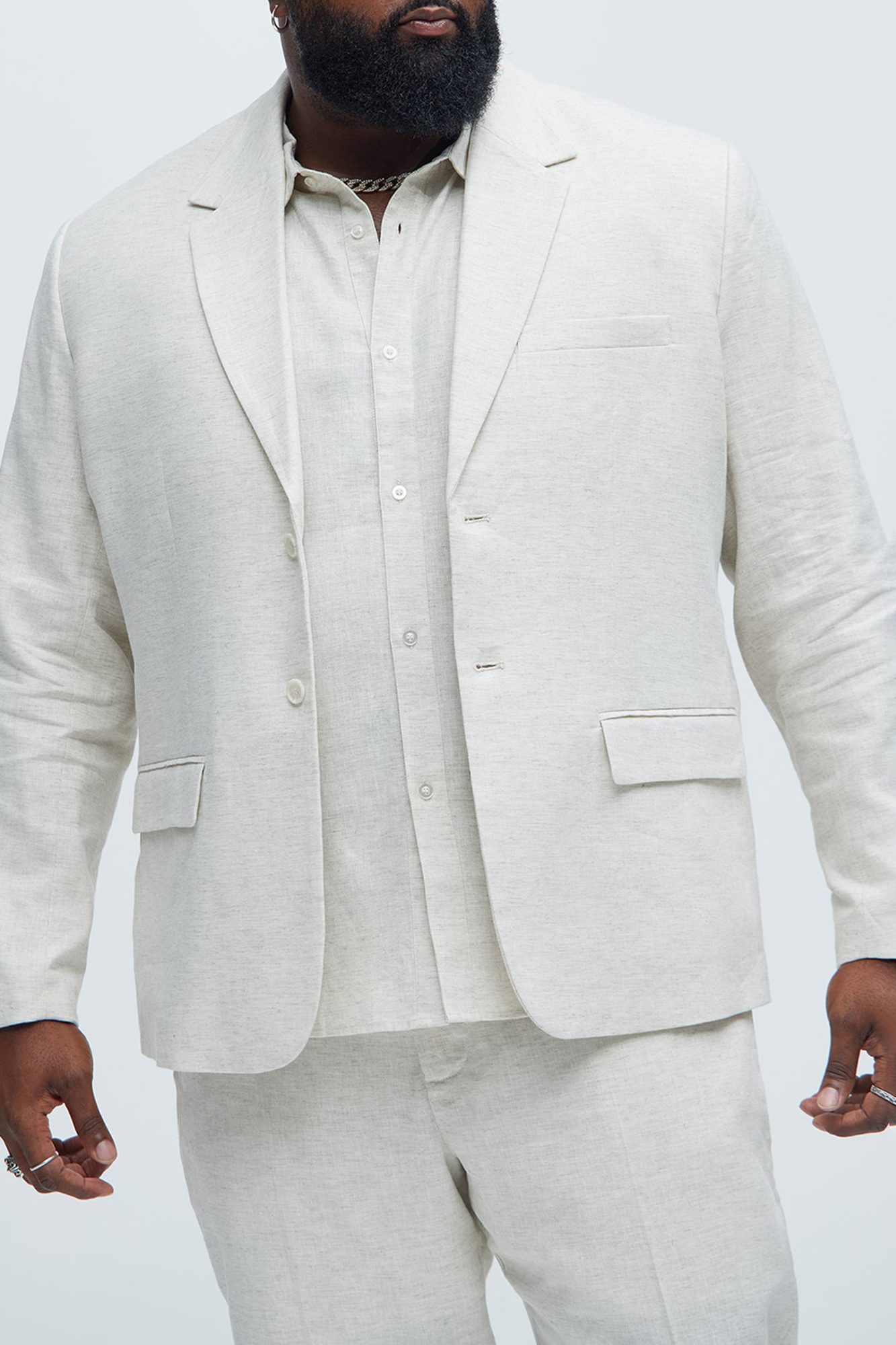 Slight Stretch Bahamas Linen Suit Jacket - Black