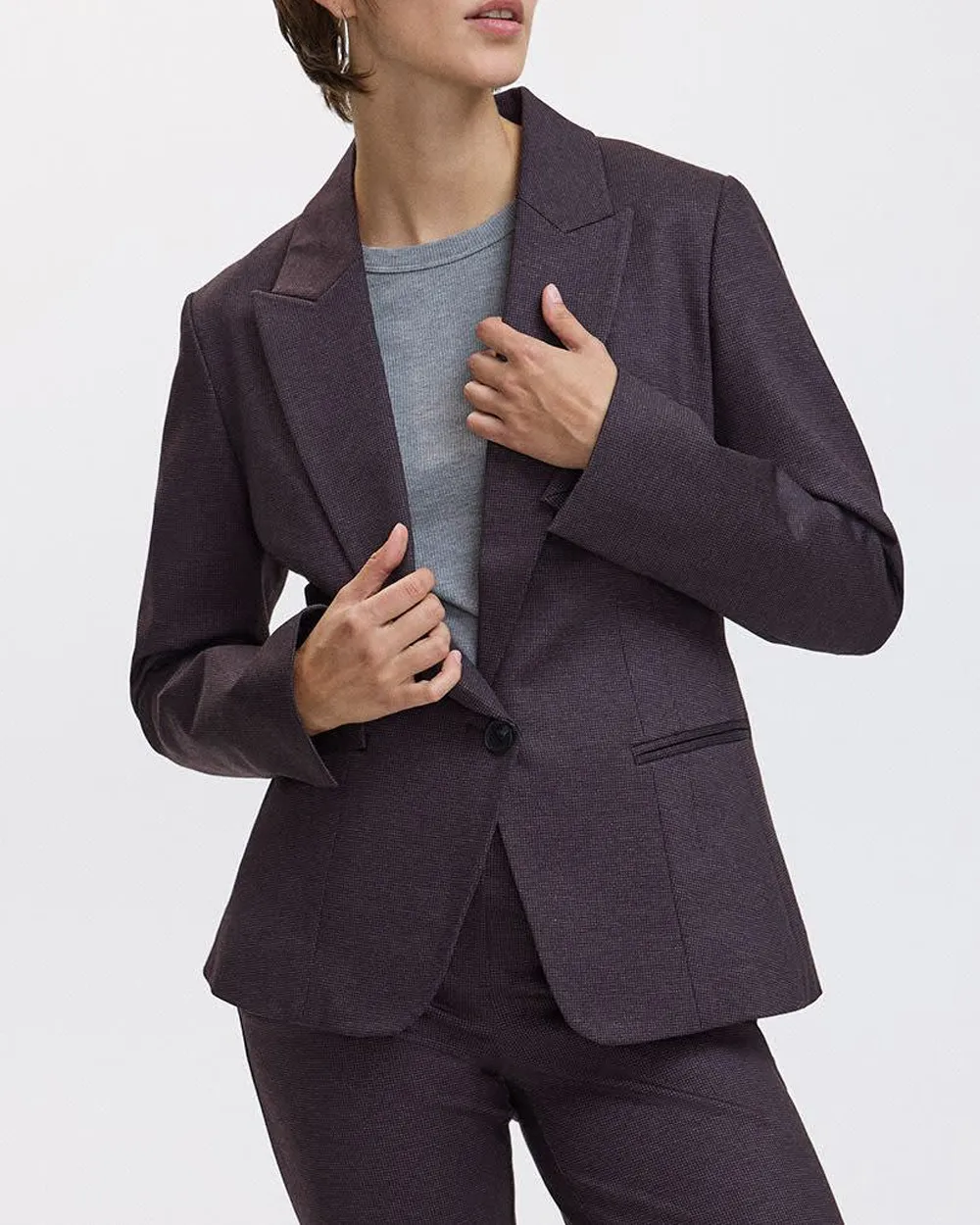 Fitted One-Button Knit Blazer - The Modern Stretch