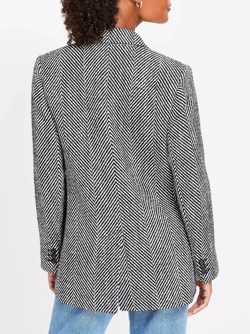 Herringbone Oversized Double Breasted Blazer