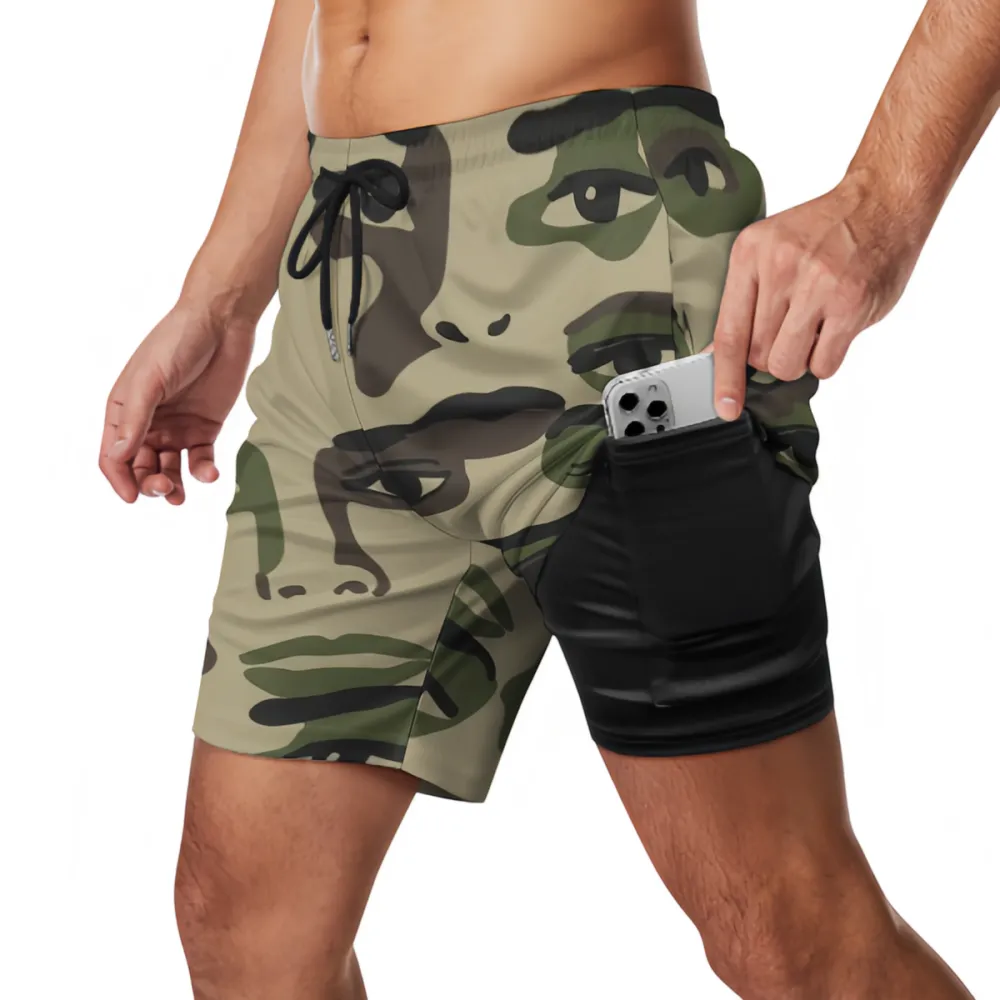 Artistic Camouflage Print Sports Board Shorts