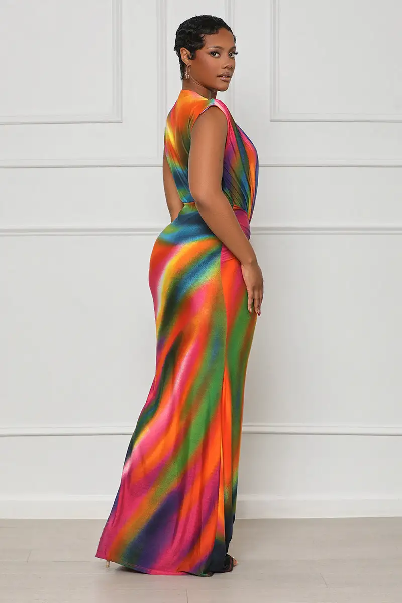 Weekend Dreams Rainbow Maxi Dress (Purple Multi)