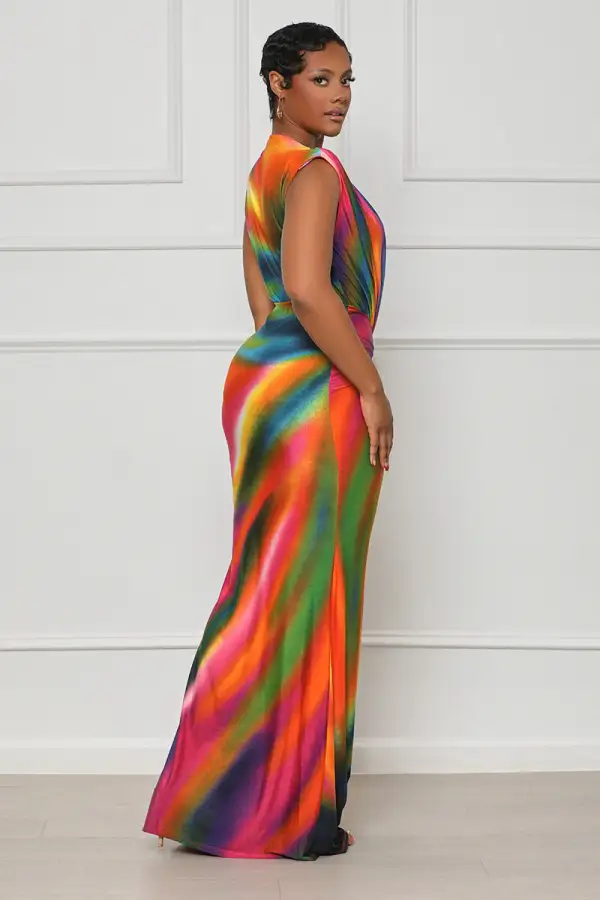 Weekend Dreams Rainbow Maxi Dress (Purple Multi)