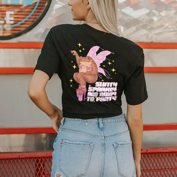 Slutty Sparkey And Aeady To Party Printed Women's T-shirt