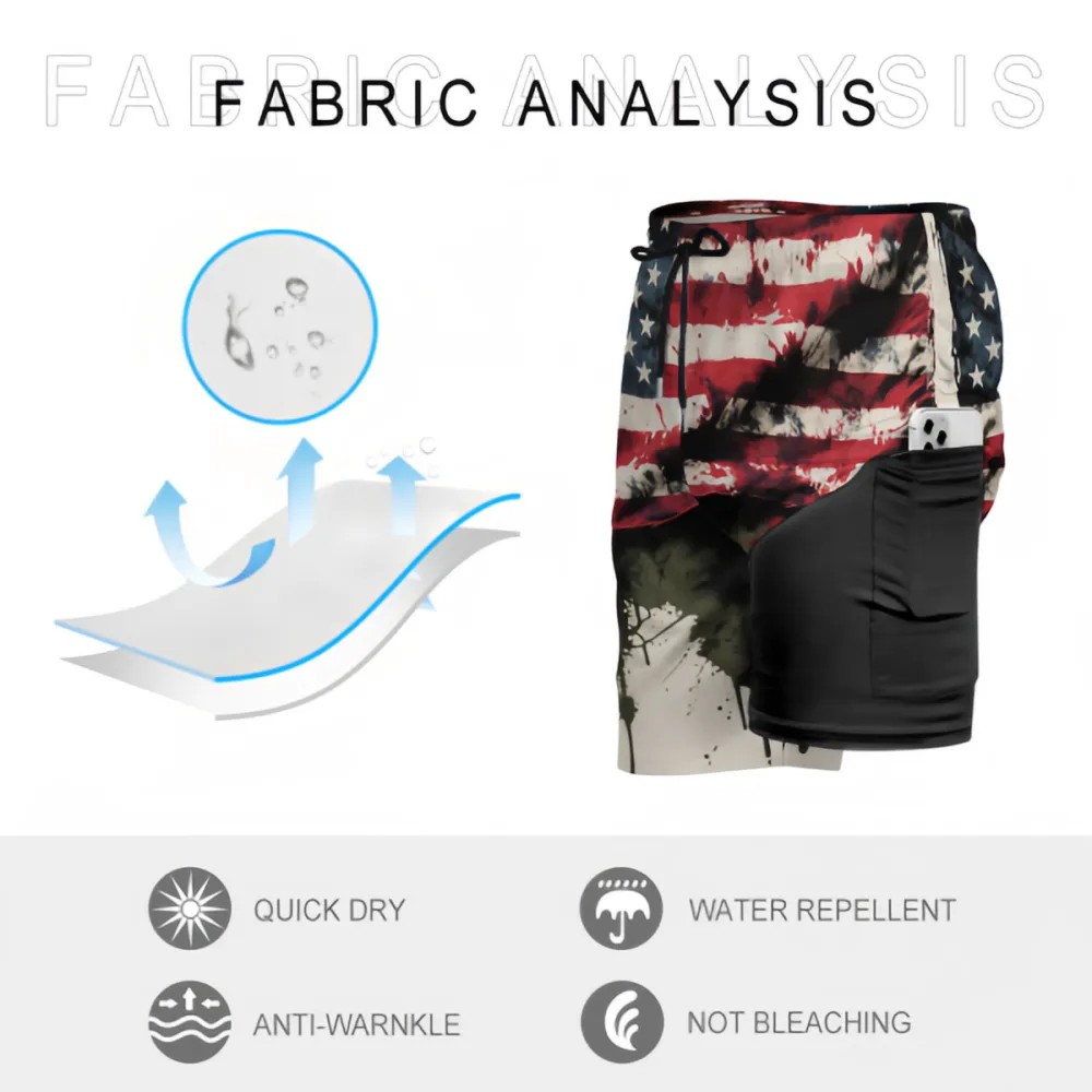 Fashionable Sports Beach Shorts With Splashed Ink Flag