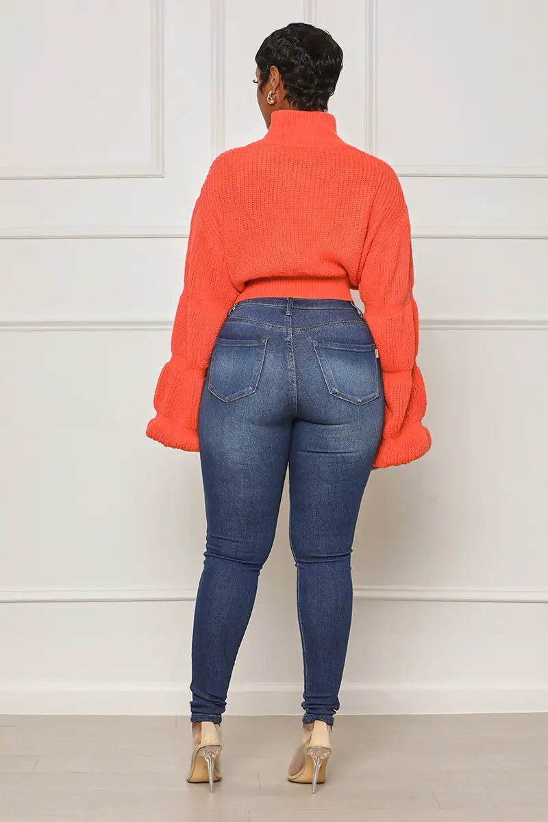 Burst Your Bubble Cropped Sweater (Orange)- FINAL SALE