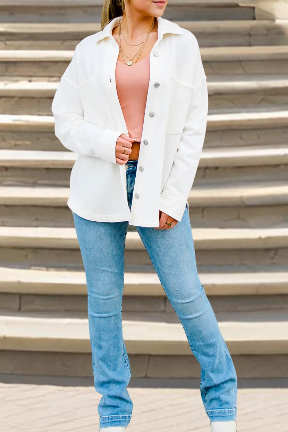 White Lapel Pocket Jacket