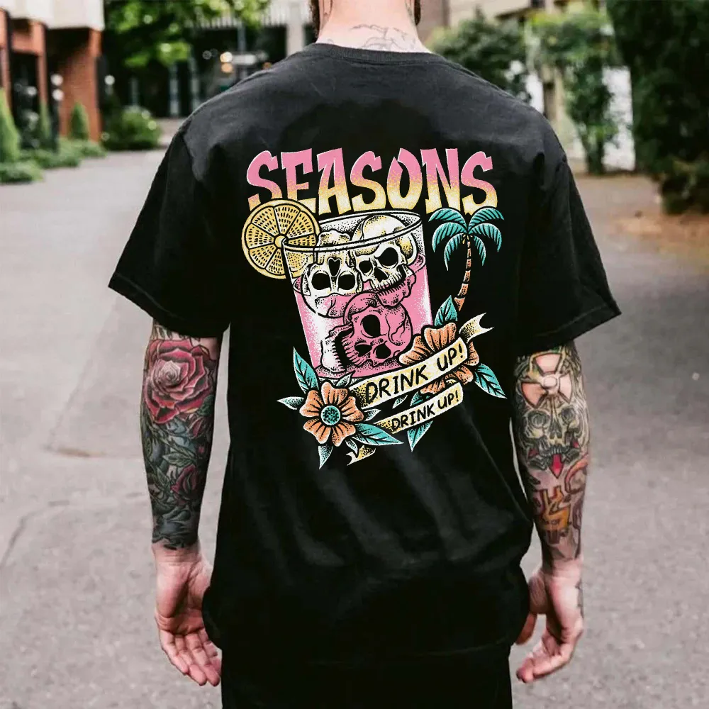 Seasons Drink Up! Printed Men's T-shirt