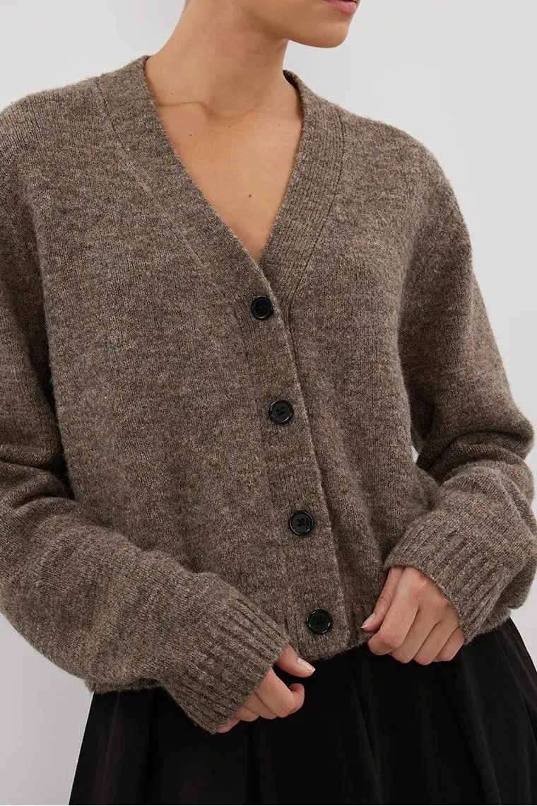 PIP CHOC MARLE KNIT CARDIGAN