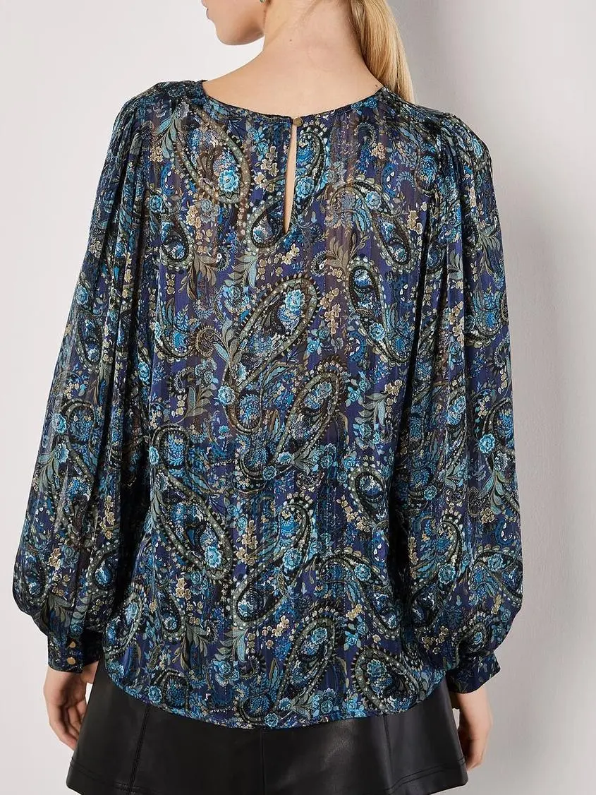 Paisley Sparkle Self Stripe Blouse