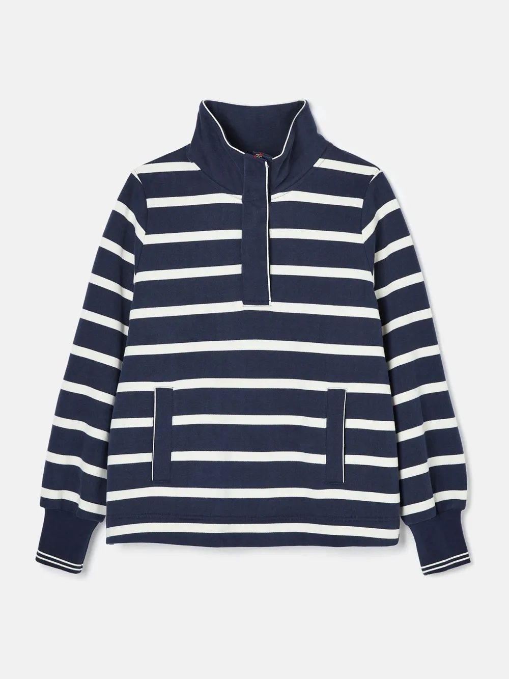 Deep Ribbed Cuffs Burnham Navy Blue Funnel Neck Quarter Zip Sweatshirt