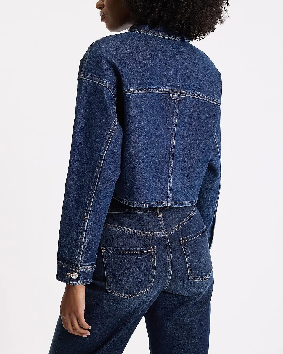 Dark Wash Cropped Denim Shacket