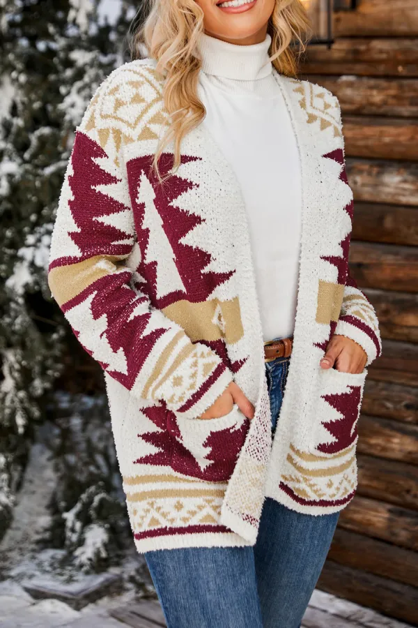 Southwestern Open Front Long Sleeve Cardigan