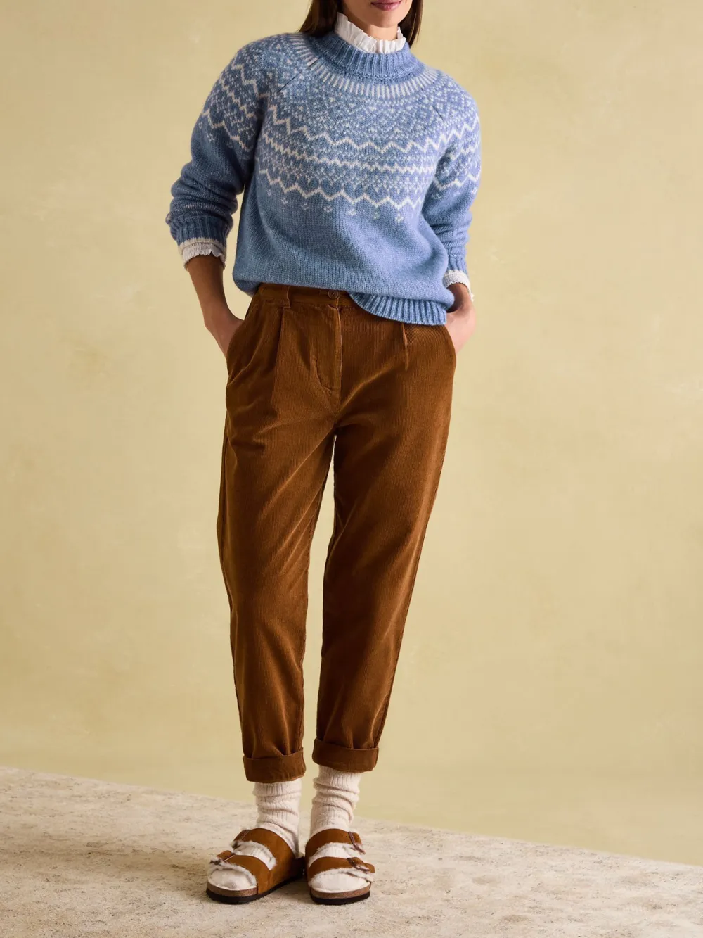 Charlotte Pink Crew Neck Fairisle Pattern Jumper