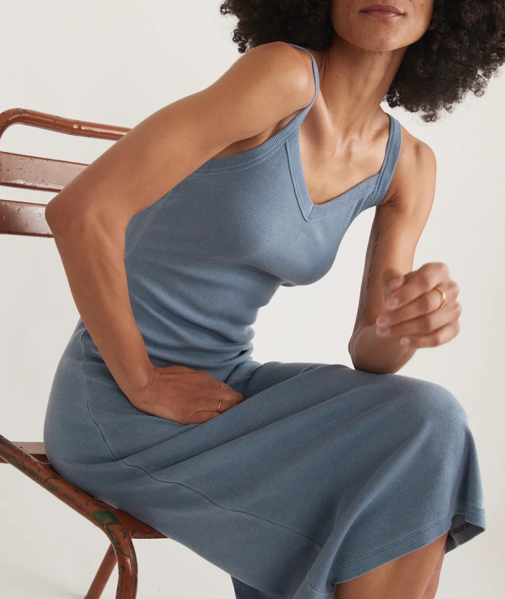 Lexi Rib Sun In Spaghetti Strap Vintage Indigo Dress