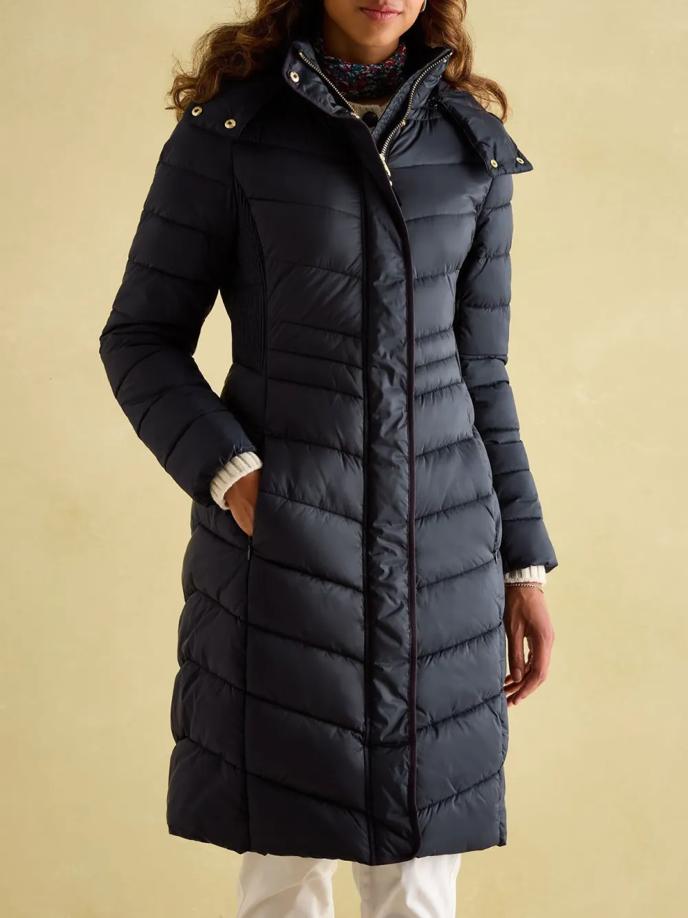 Pembury Navy Blue Showerproof Longline Padded Coat