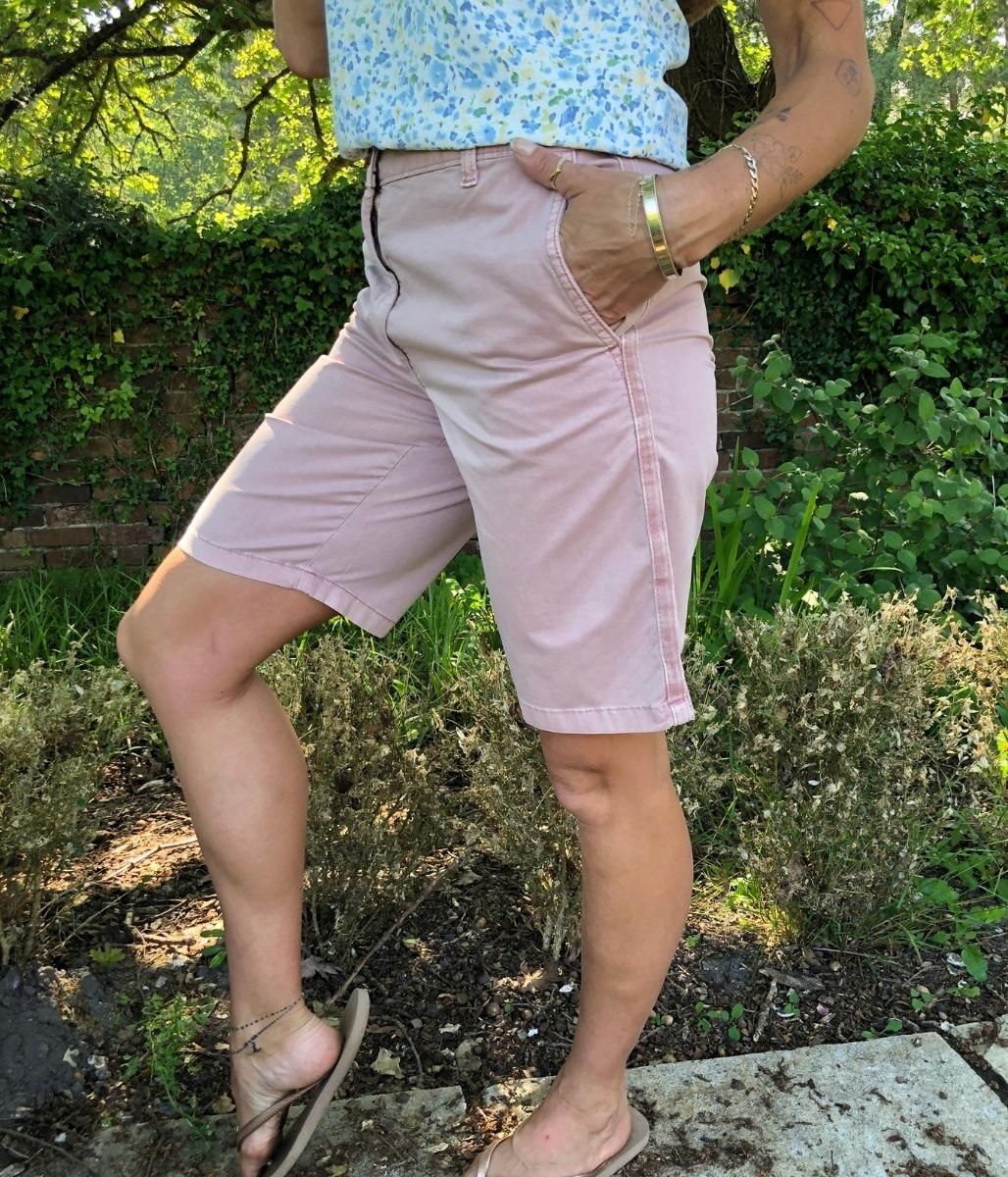 Pink High Waisted Chino Shorts