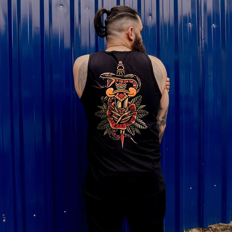Snake Floral Print Men's Vest