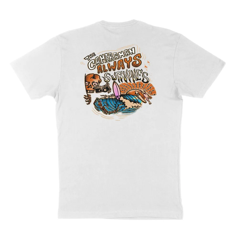 Pure Cotton Photographer T-Shirt With A Round Neck And Casual Short-Sleeved Top