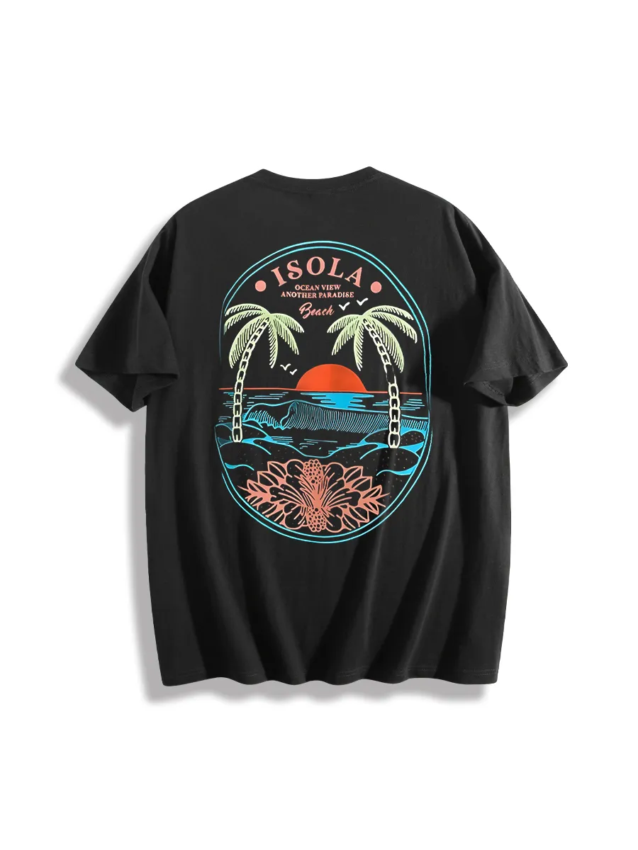 Letter & Palm Tree Print T-Shirt