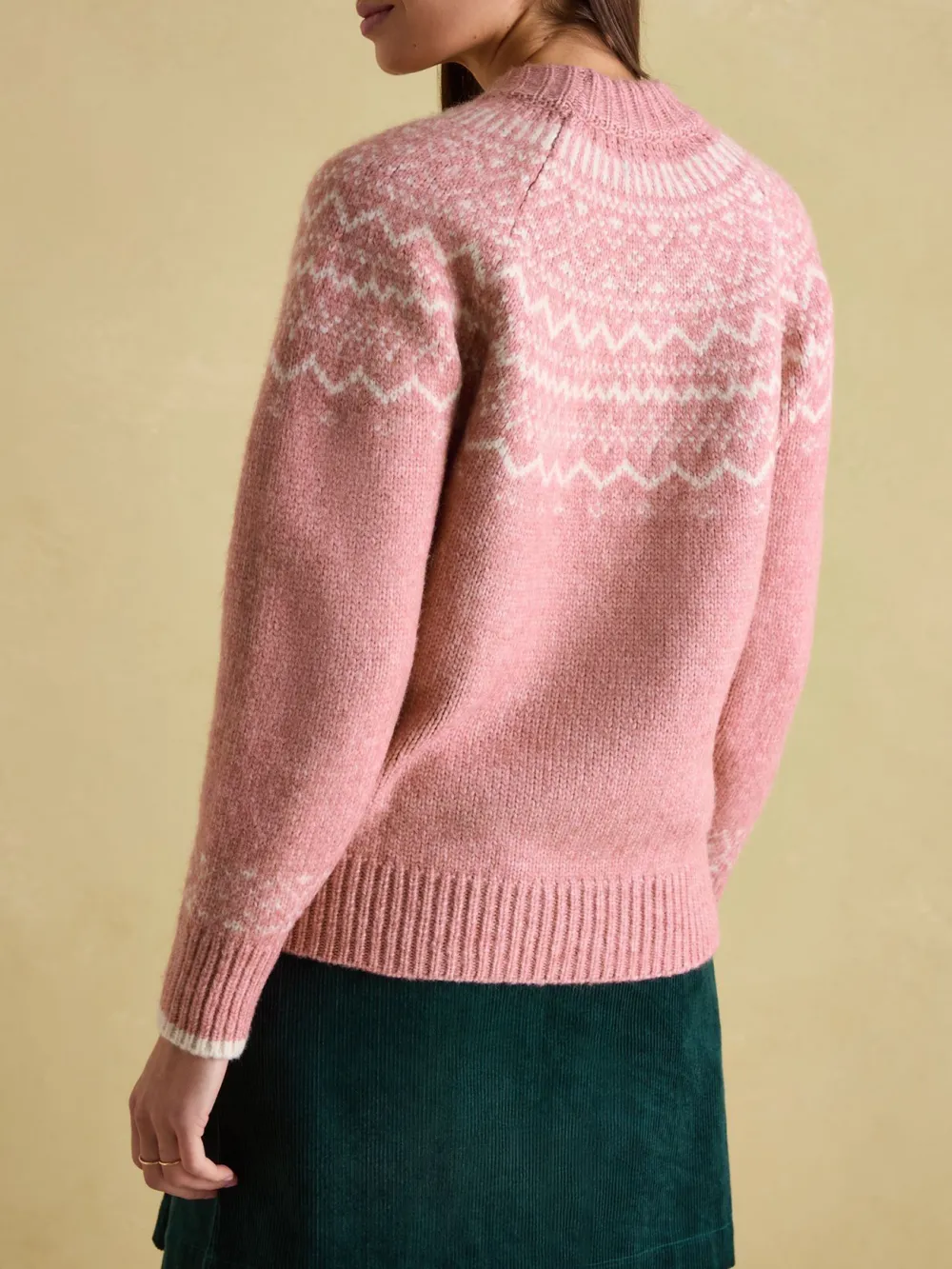 Charlotte Pink Crew Neck Fairisle Pattern Jumper