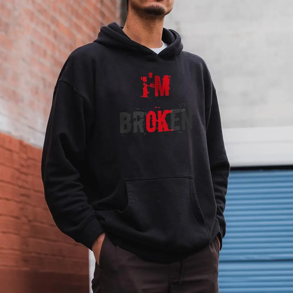 I'M Broken Print Casual Hoodie