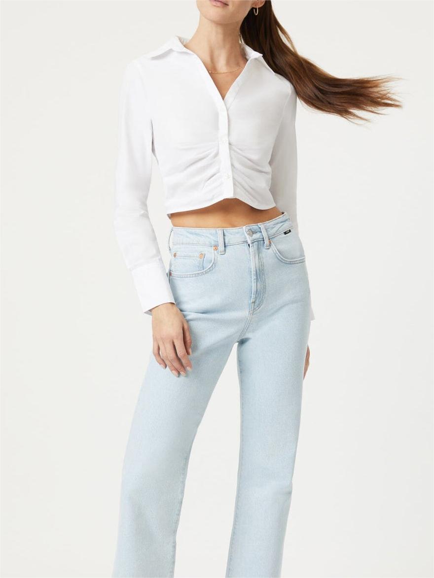 Cropped Button-Up White Shirt