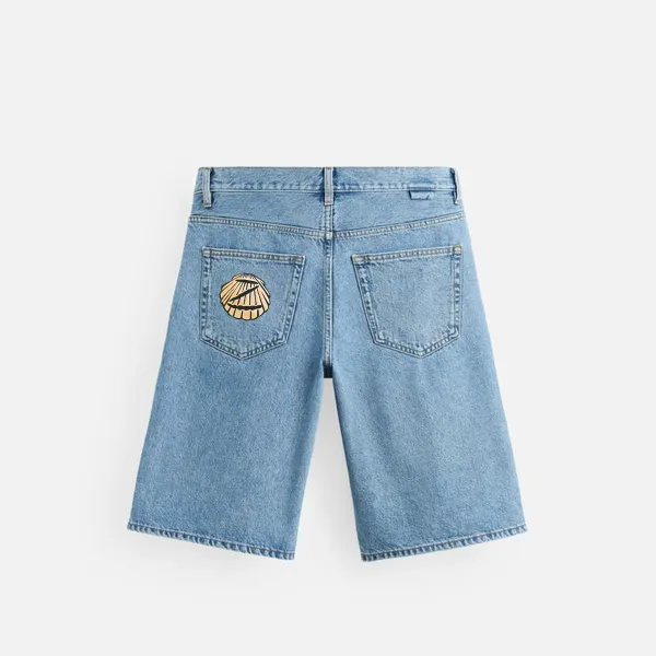 Summer Beach Surfing Printed Denim Shorts