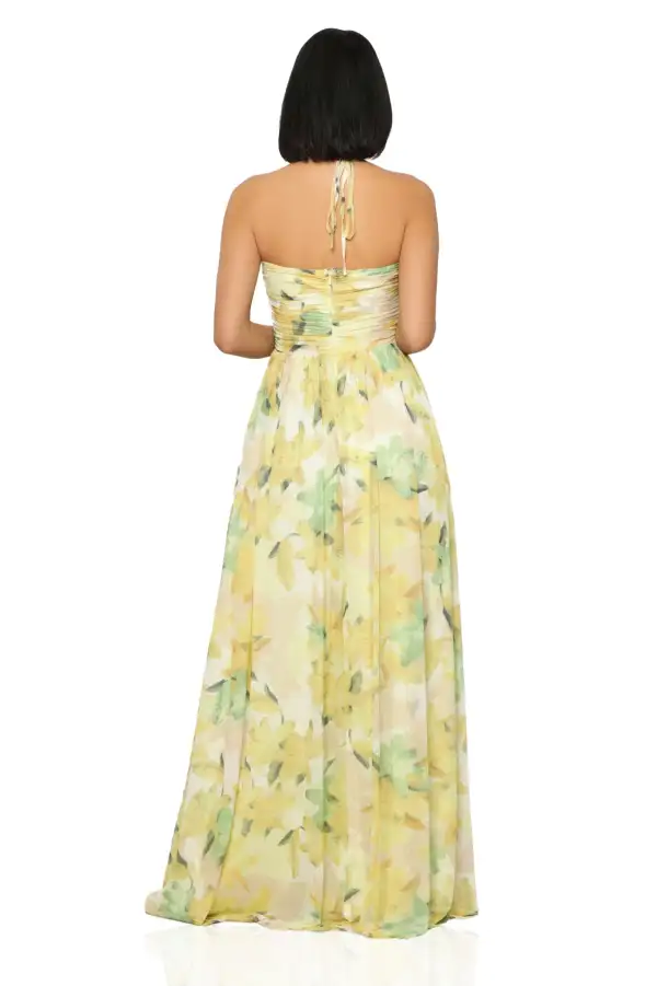 Botanical Halter Top Maxi Dress