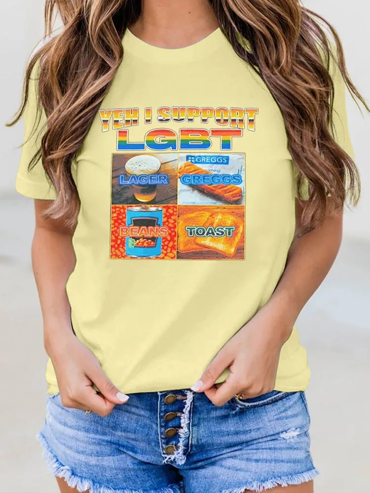 Women'S Yeh I Support L G B T Round-Neck T-Shirt