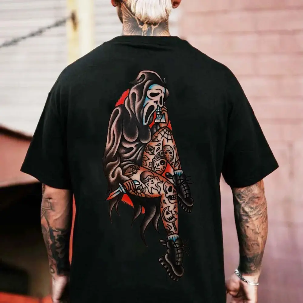 Sexy Tattooed Ghost Printed Men's T-shirt