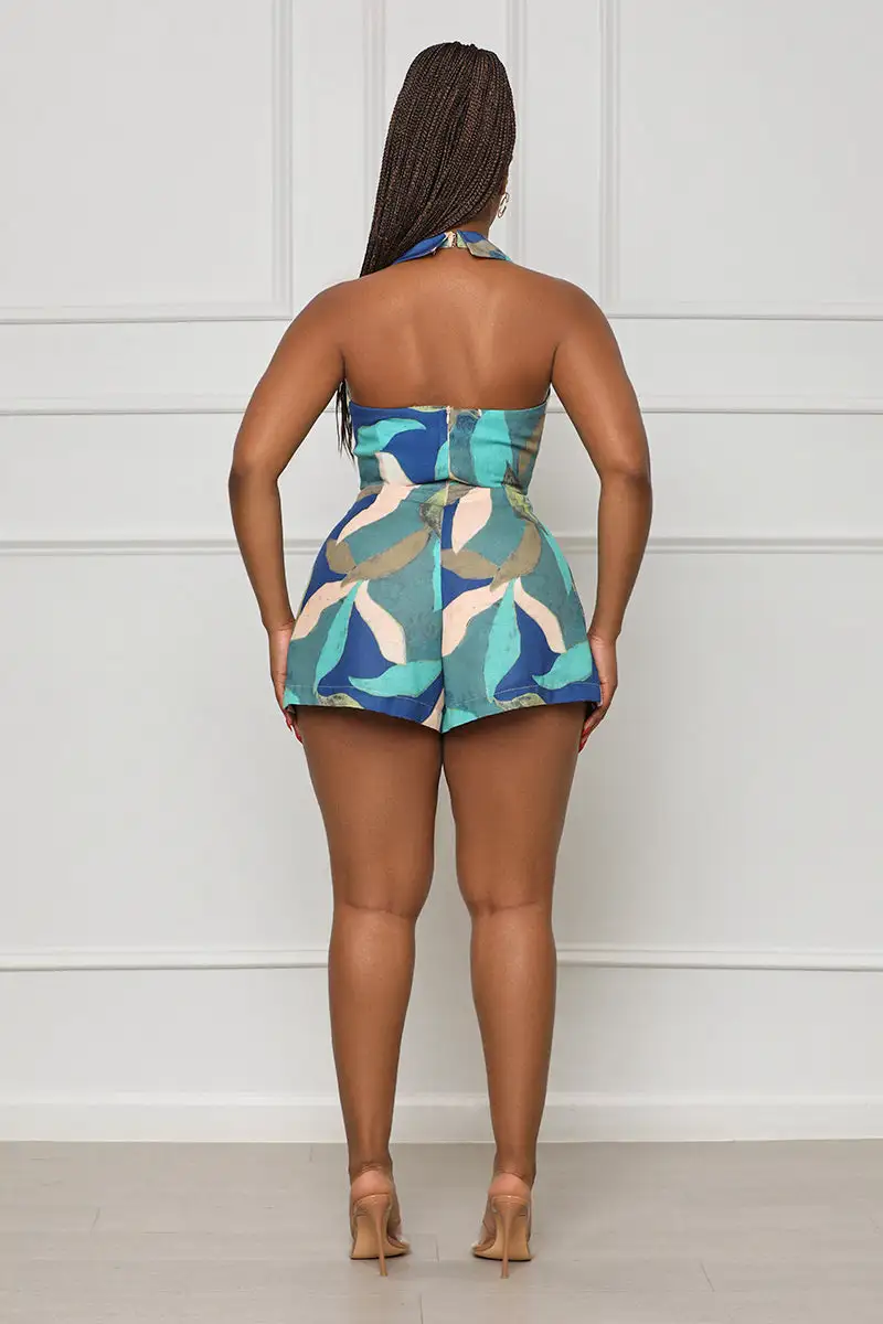 Safari Ride Cut Out Romper (Blue Multi)