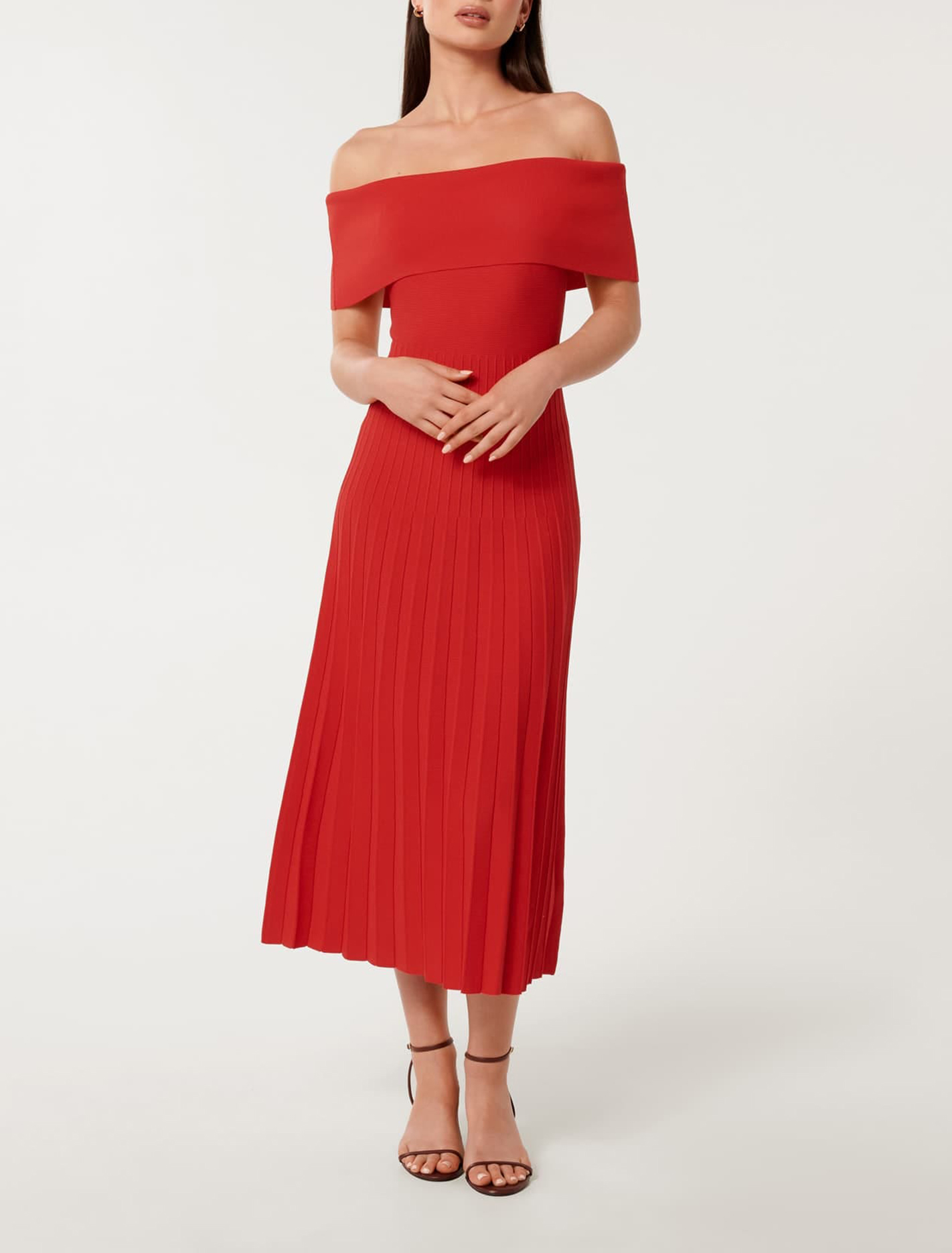 Skye Bardot Knit Midi Dress