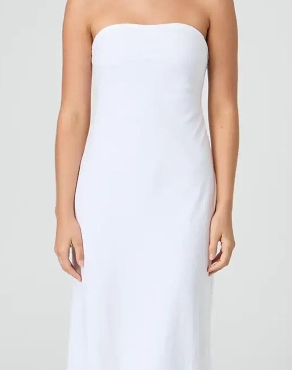 Linen Blend Strapless Maxi Dress