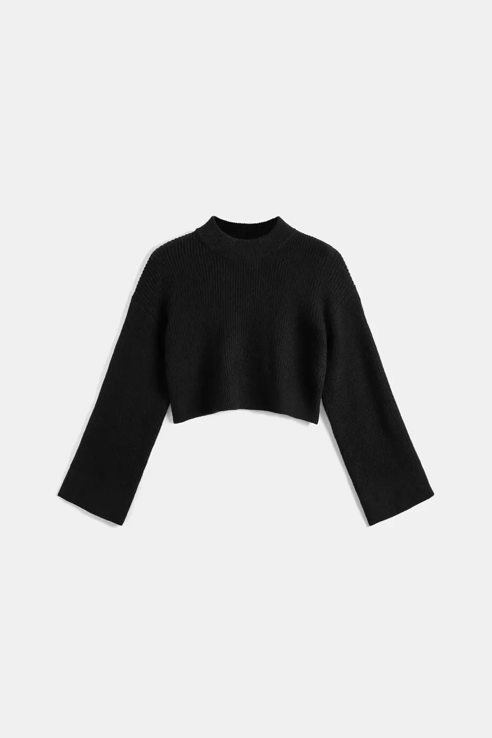 Dark Night High Neck Flared Sleeve Sweater