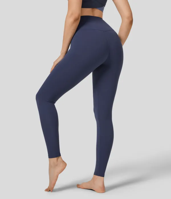 High Waisted Crossover Color Block 7/8 Yoga Leggings