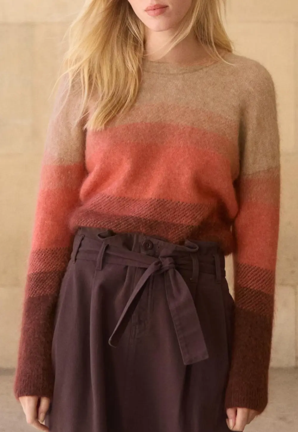 Striped ombre sweater
Mohair & merino wool blend