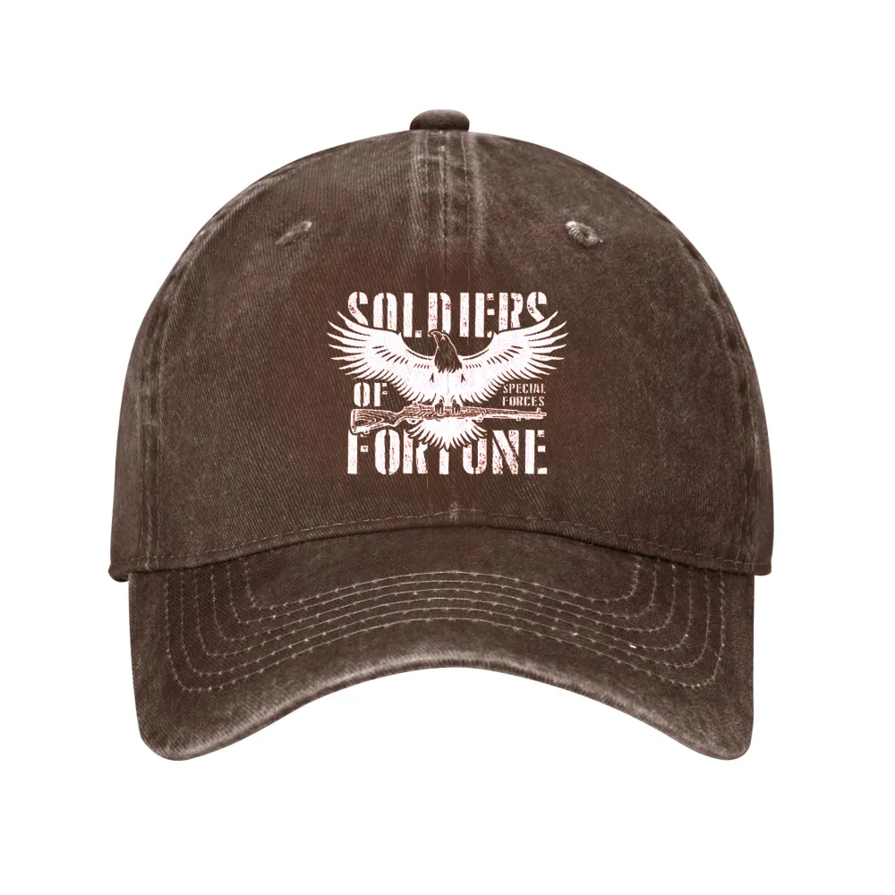 Soldiers Of Fortune Eagle Gun Washed Denim Baseball Cap