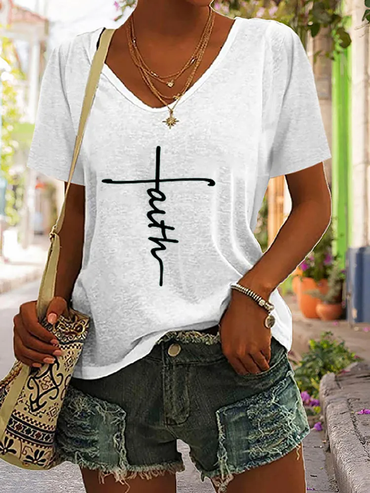Women'S V-Neck T-Shirt Faith T-Shirt Apostolic Gifts T-Shirt