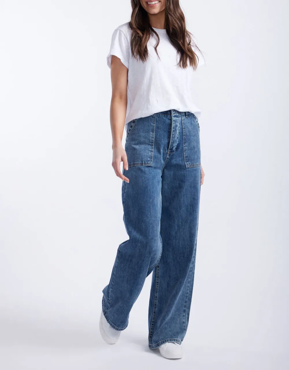 Frankie Wide Leg Jeans - Mid Wash