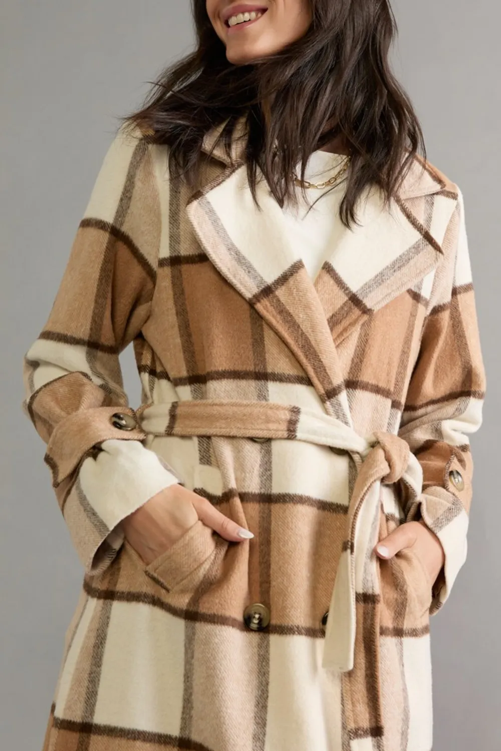 Maricela Long Plaid Coat