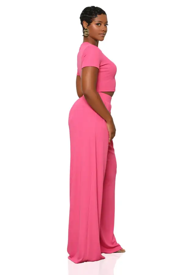 Modern Muse Wide Leg Pants Set (Pink)