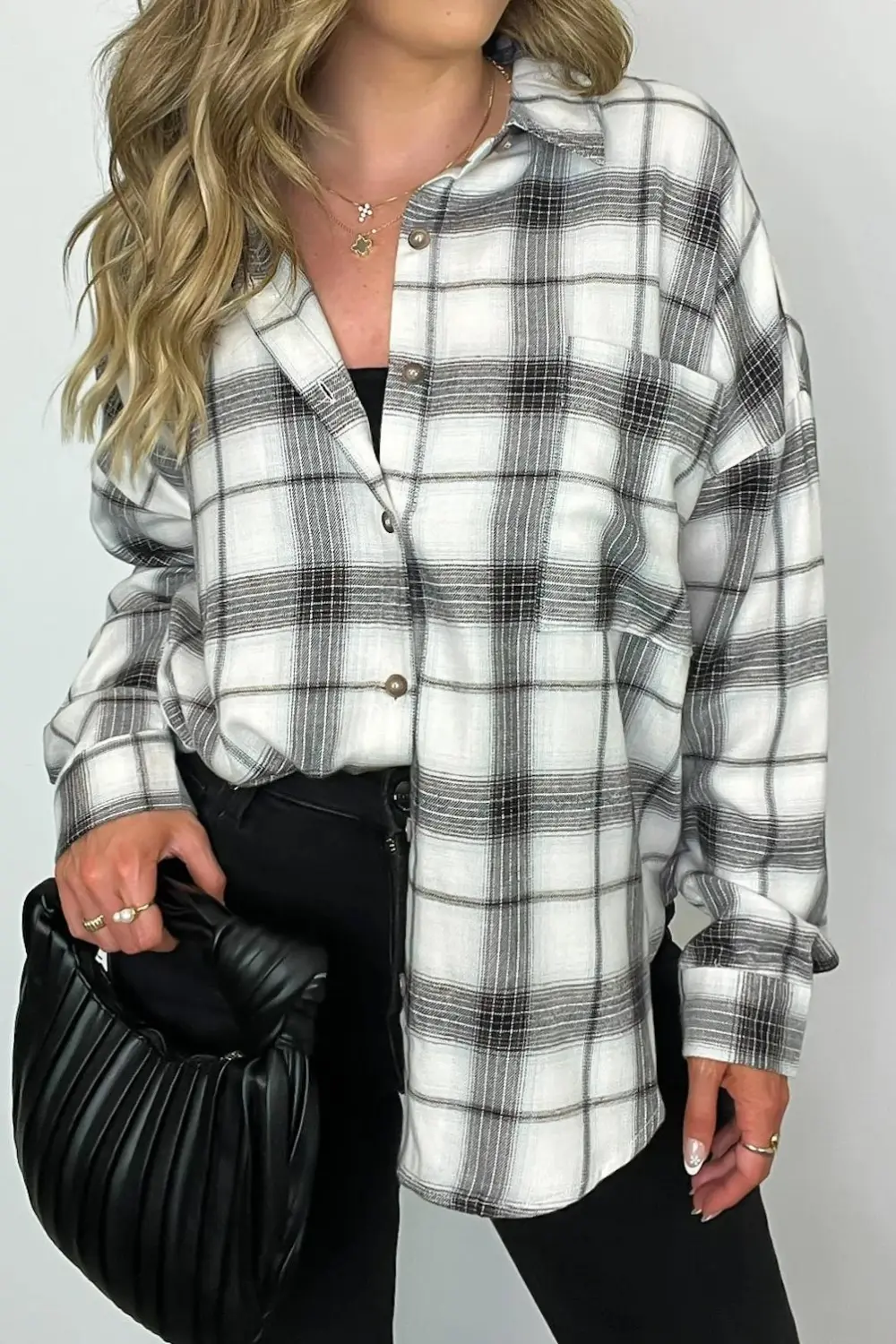 Gemini Plaid Button Down Top