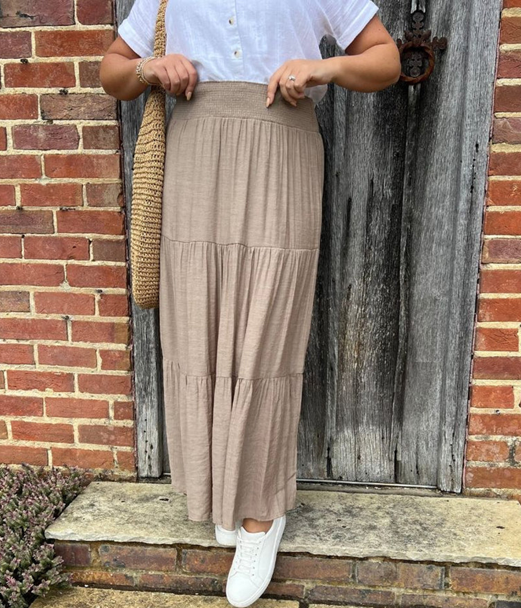 Mocha Tiered Maxi Skirt