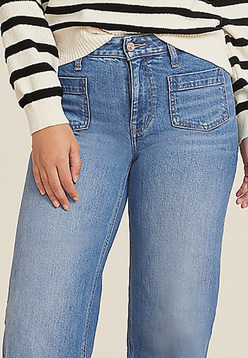 Patch Pocket High Rise Wide Leg Jean