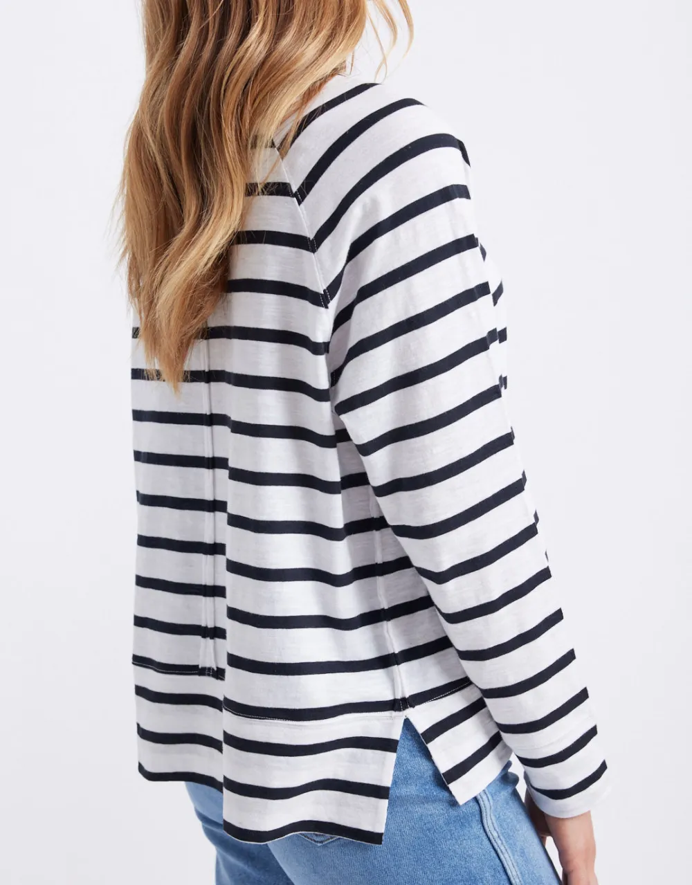 Yasmin Long Sleeve Top - White/Black Stripe