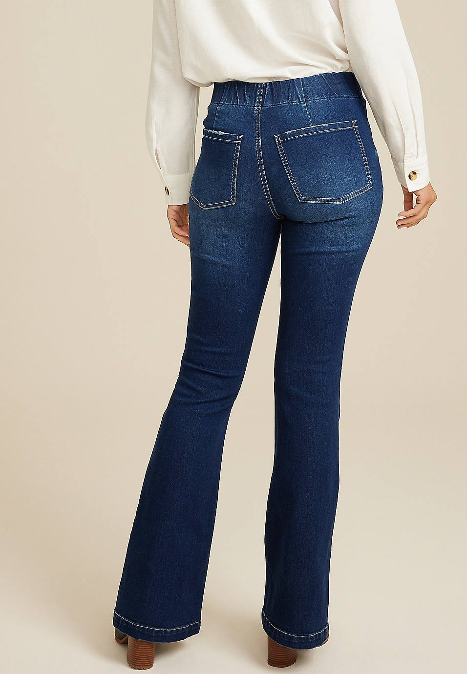 Everflex Dark High Rise Pull On Flare Jean