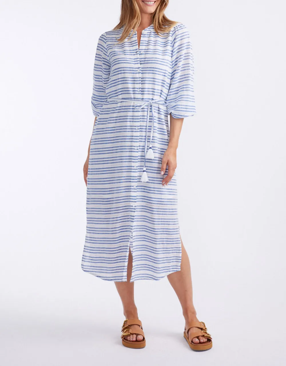 Palm Island Dress - Blue/White Stripe