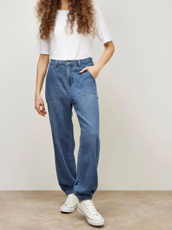 Lia Mid-Wash Denim Joggers