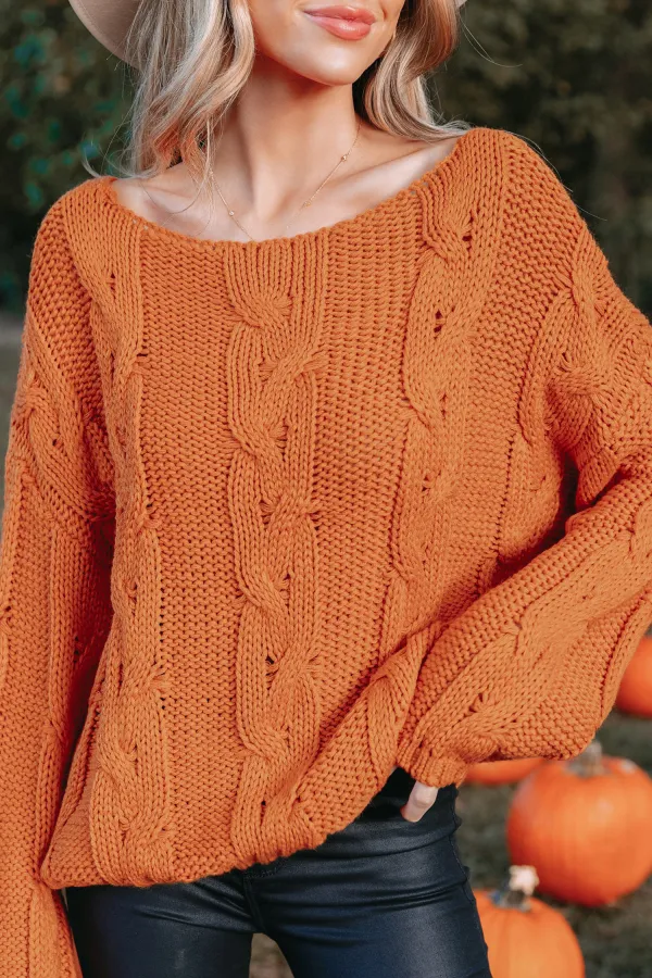 Cable Knit One-Shoulder Sweater